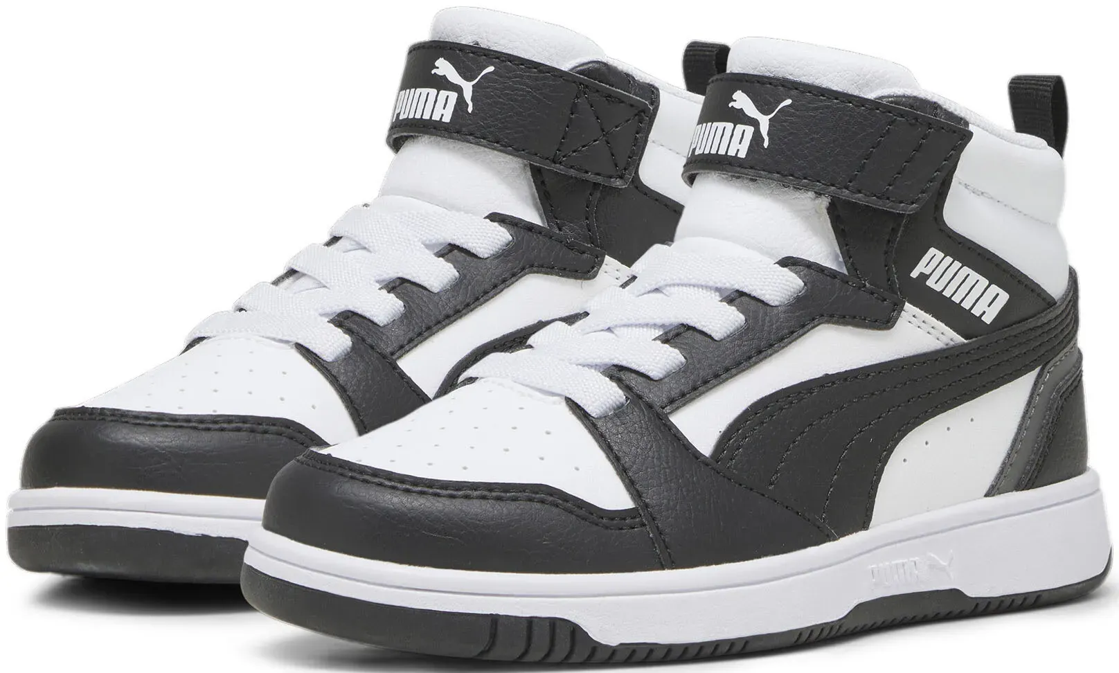 

Кроссовки PUMA "REBOUND V6 MID AC+ PS", цвет Puma White- Puma Black-Shadow Gray