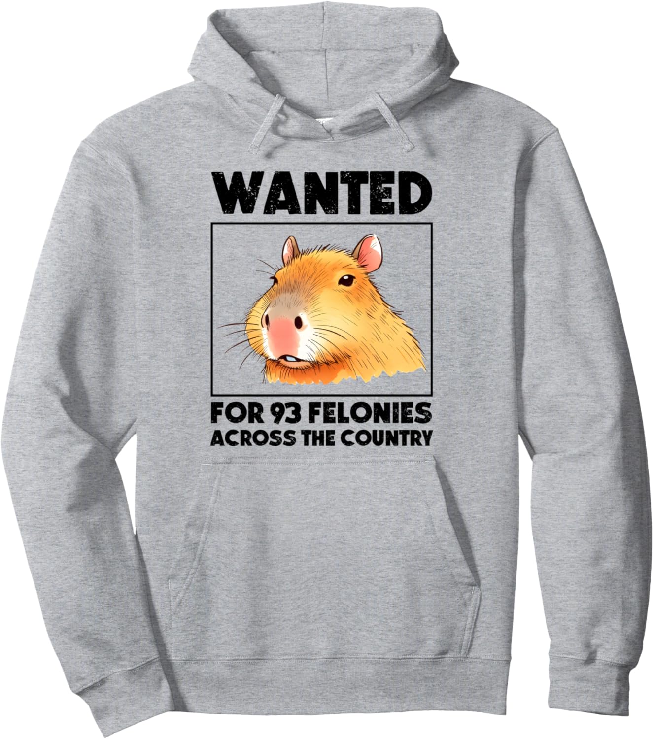 

Забавный плакат с изображением разыскиваемой капибары, тюремного полицейского и сотрудника тюрьмы, серая толстовка Capybara Tees Nyc