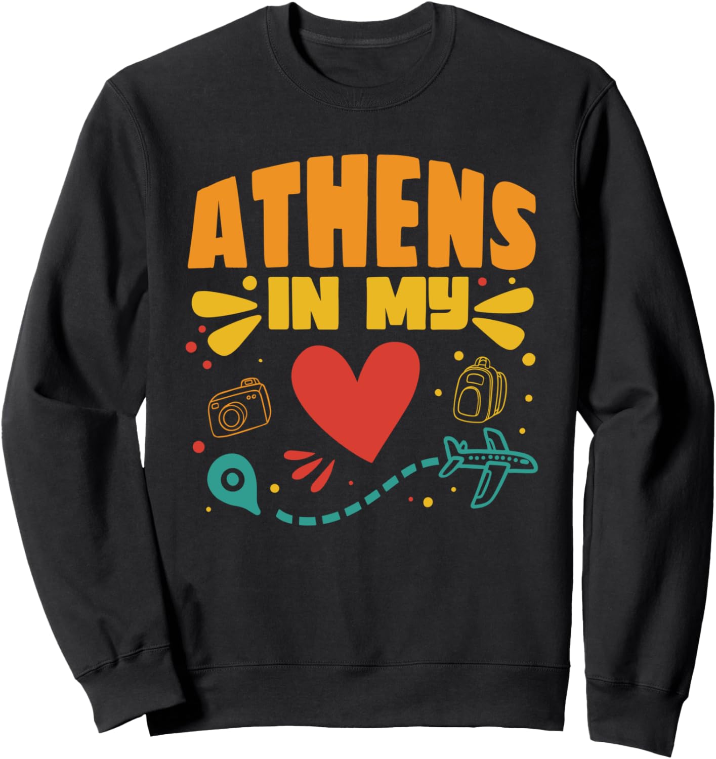 

Афины в моем сердце - сувенирная толстовка для греческих туристов Athens In My Heart - Traveler Souvenir, черный