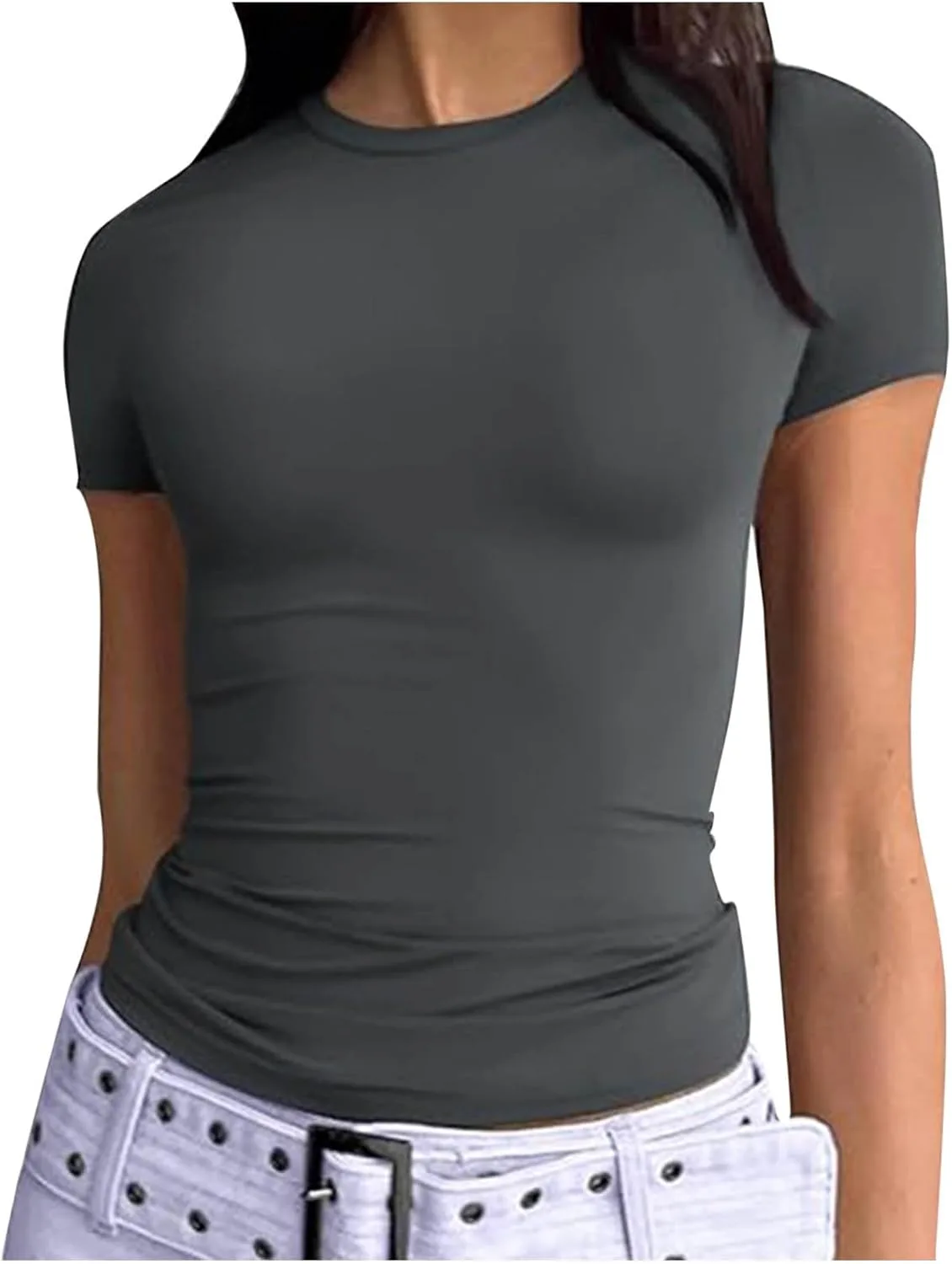 

Женская футболка Basic, летняя, с коротким рукавом и Slim Fit