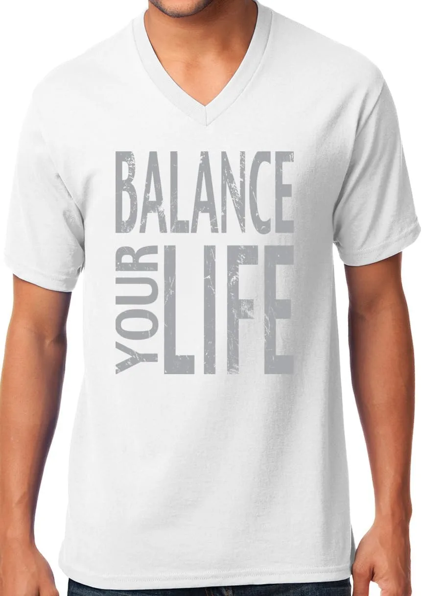 

Мужская футболка для йоги Balance Your Life из 100% хлопка с V-образным вырезом Yoga Clothing For You