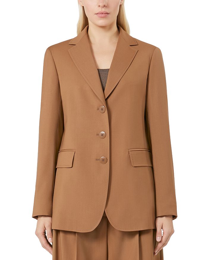 

Шерстяной пиджак с острыми лацканами Max Mara Studio, коричневый