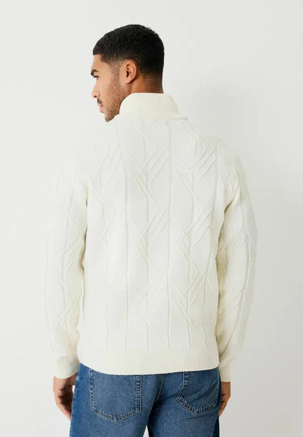 Джемпер Regular fit Christmas Ski Cable Quarter Zip Neck Next, цвет экрю-белый — фото 3