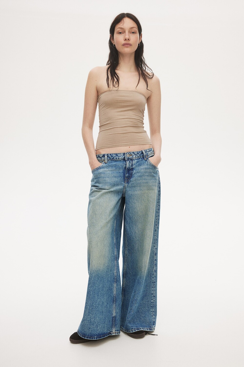 

Широкие заниженные джинсы Baggy H&M, синий