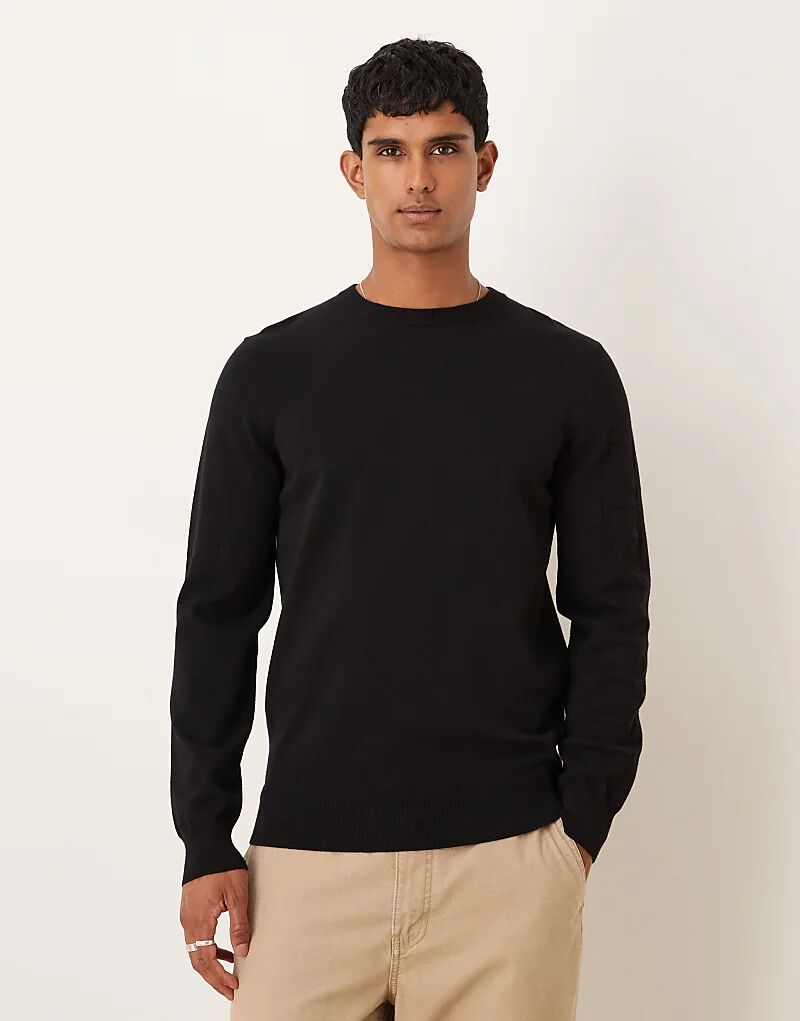 

Сетчатый джемпер Lyle & Scott с круглым вырезом и логотипом в цвете «угольно-черный»