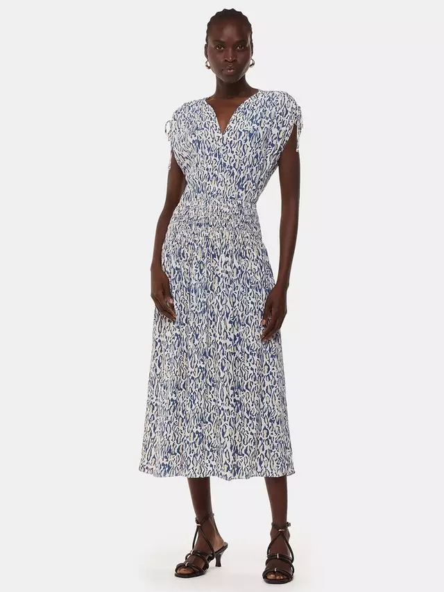 

Платье Whistles Abstract Print Ruched Waist Midi, разноцветный