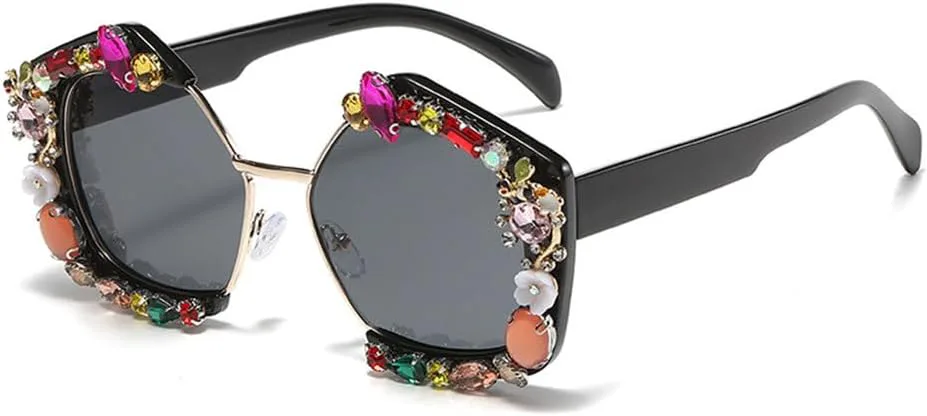 

Женские солнцезащитные очки LVTFCO Fashion в полуободковой оправе с бриллиантами, ретро-эффект, градиентный дизайн, декоративная защита от УФ-излучения UV400, 1