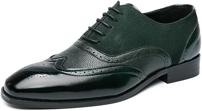 

Мужские классические современные туфли-оксфорды Santimon с закрытой шнуровкой и крылышками, двухцветные перфорированные броги, повседневные оксфорды, зеленый