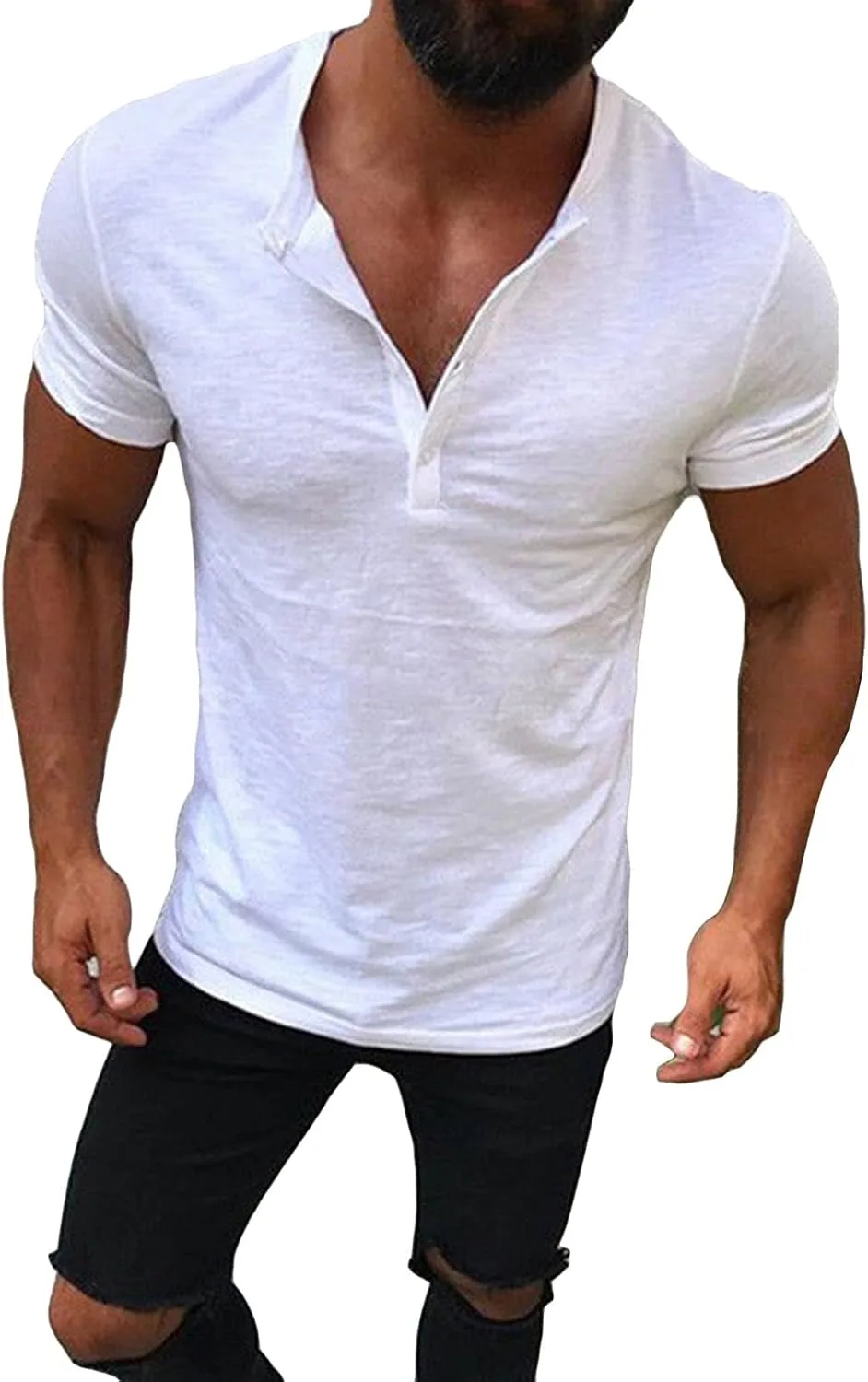 

Футболка хенли slim fit с карманами