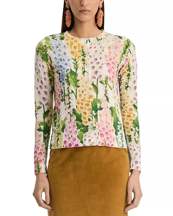 

Кардиган с длинными рукавами с принтом в виде наперстянки Oscar De La Renta, белый