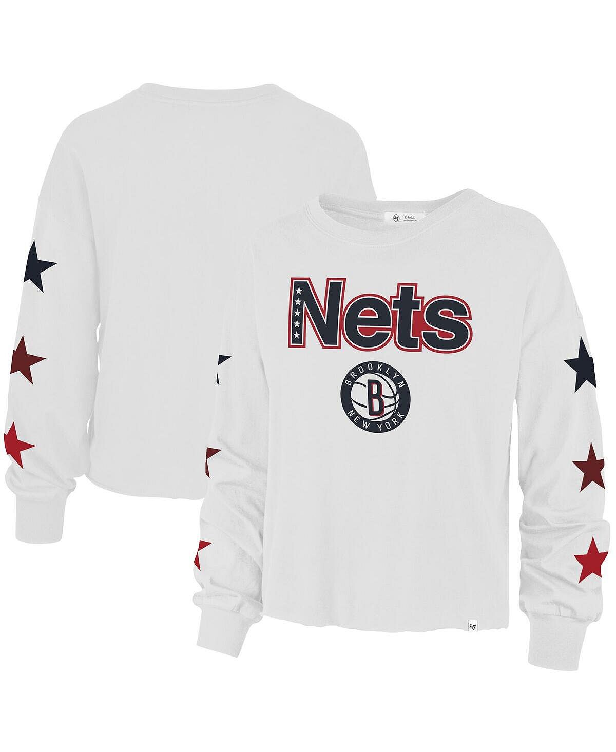 

Женская белая футболка Brooklyn Nets 2021/22 City Edition Call Up Parkway с длинным рукавом '47 Brand, белый