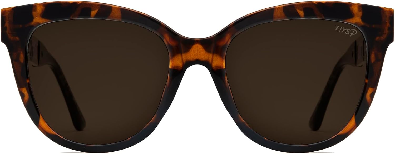 

Женские солнцезащитные очки NYS Collection Premium Polarized Vintage Cat Eye с поляризованным покрытием - стильный ретро-дизайн, 100% защита от УФ-излучения, Tortoise Shell Frame-brown Lens