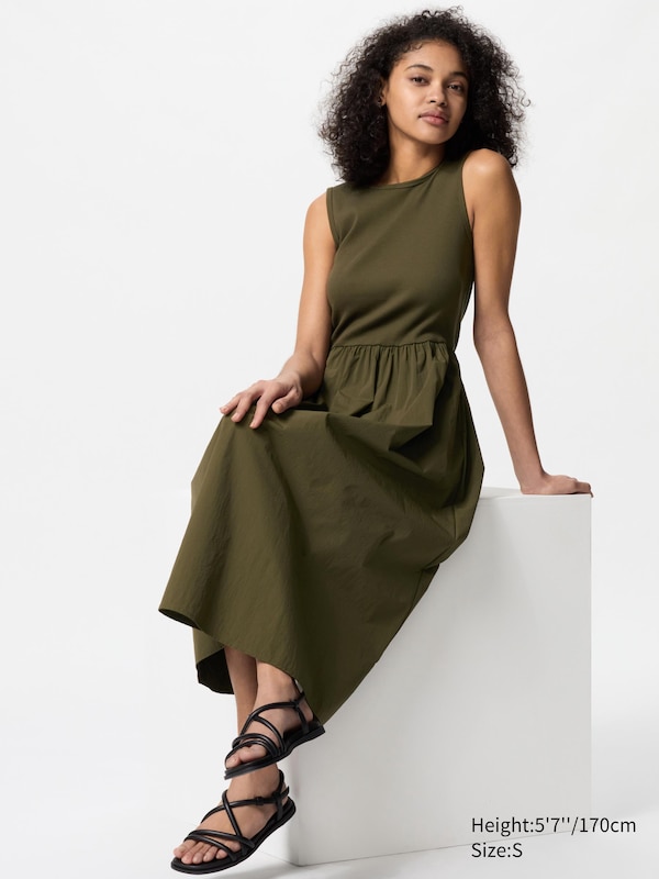 

Комбинированное платье без рукавов Uniqlo, коричневый