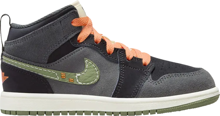 

Кроссовки Air Jordan 1 Mid SE Craft PS 'Anthracite Light Olive', черный