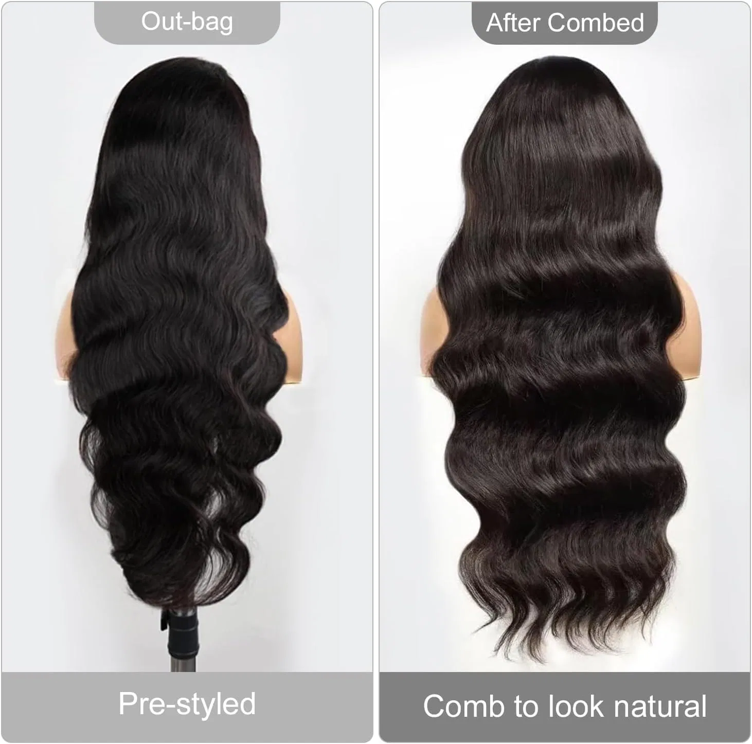 Женский парик «Body Wave HD Transparent» из натуральных волос Smilenice — фото 3