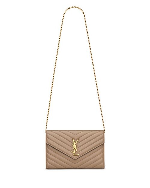 

Кошелек Cassandre из кожи ягненка с цепочкой Saint Laurent, цвет Tan/Beige