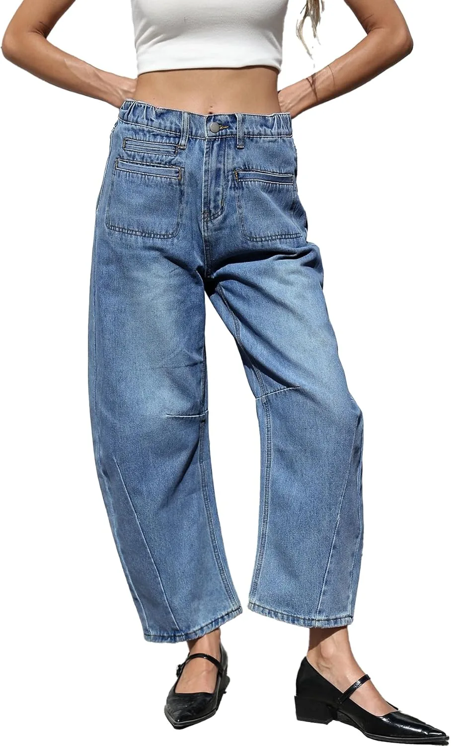 

D-Sun женские джинсы casual mid rise barrel wide leg cropped