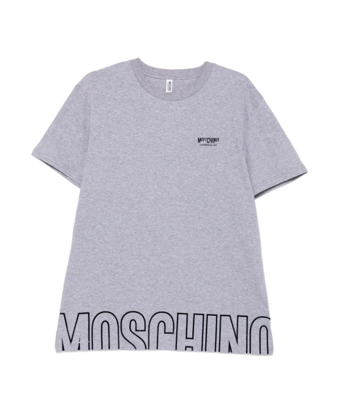 

Повседневная футболка с вышитым логотипом, серая. Moschino, серый
