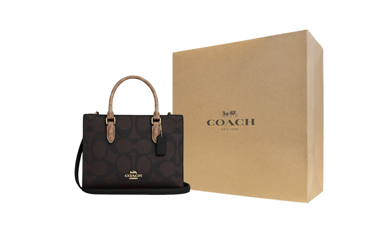 

Сумка-шоппер Maggie из ПВХ, через плечо, маленькая, женская, черная COACH