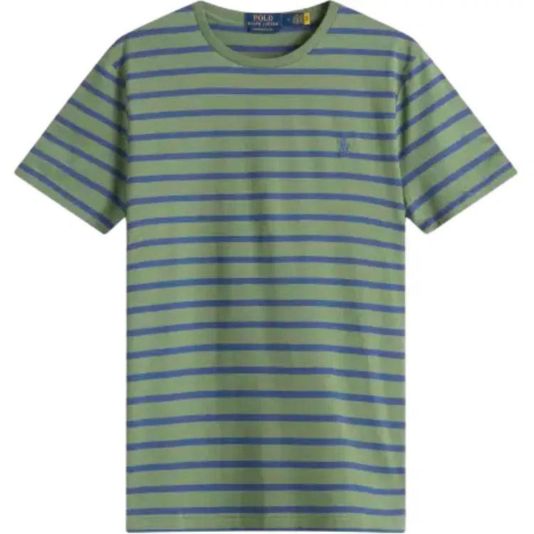 Футболка с вышитым логотипом и полосками Polo Ralph Lauren, Green