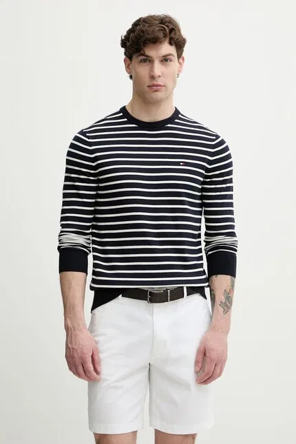Свитер с характерными полосами модель из коллекции Tommy Hilfiger, синий