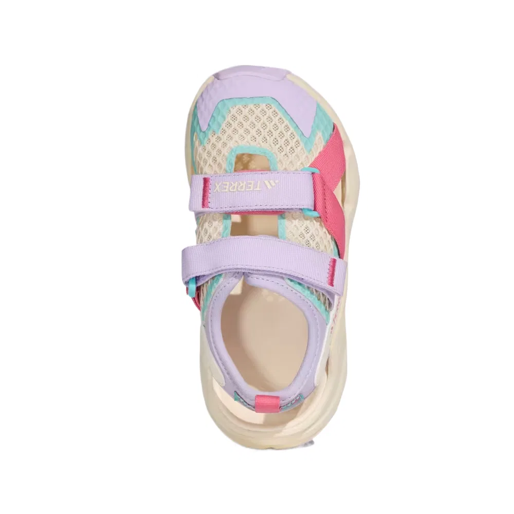 Детские сандалии Terrex Hydroterra Textile, Synthetic Leather Quick Dry Cushioning Slip Resistant Low top Adidas, Cream White/Glitter Blue/Pink Fusion — фото 4