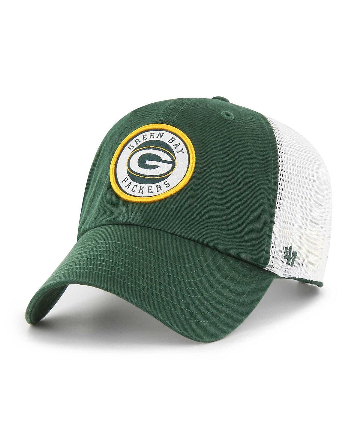 

Мужская зелено-белая кепка Green Bay Packers Highline Clean Up Trucker Snapback '47 Brand