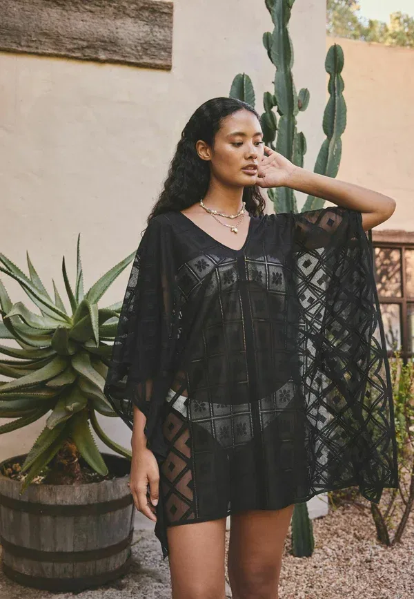 Пончо-накидка Regular fit lace v neck poncho . cape Next, черный — фото 2