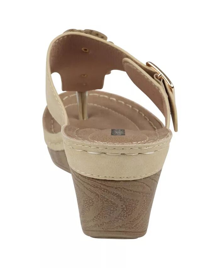 Женские босоножки на танкетке Narbonne с цветочным узором GC Shoes, золото — фото 3