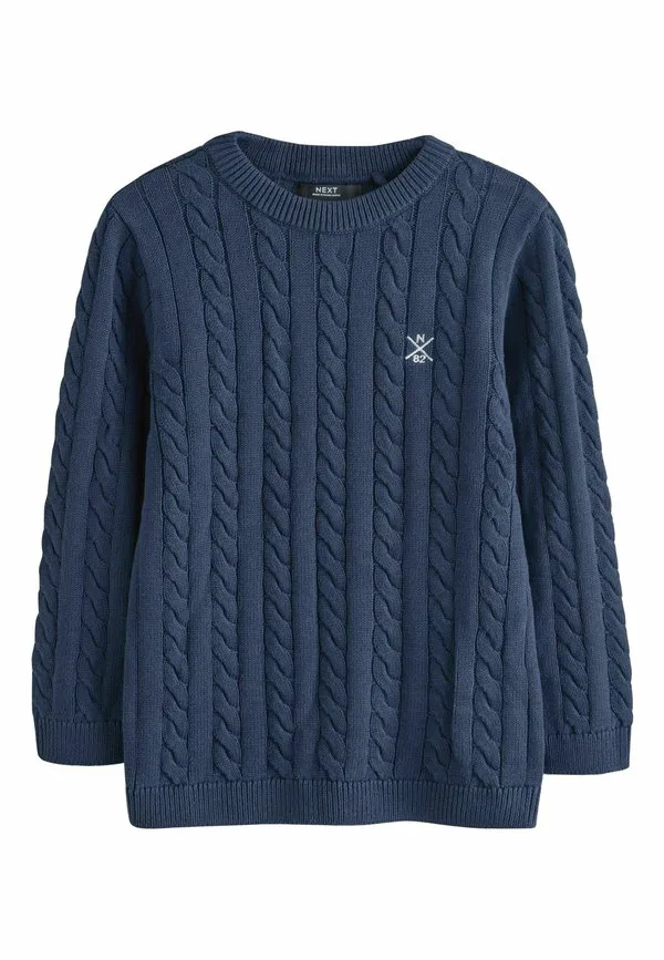 Джемпер с круглым вырезом и косами стандартного кроя Next, Navy Blue