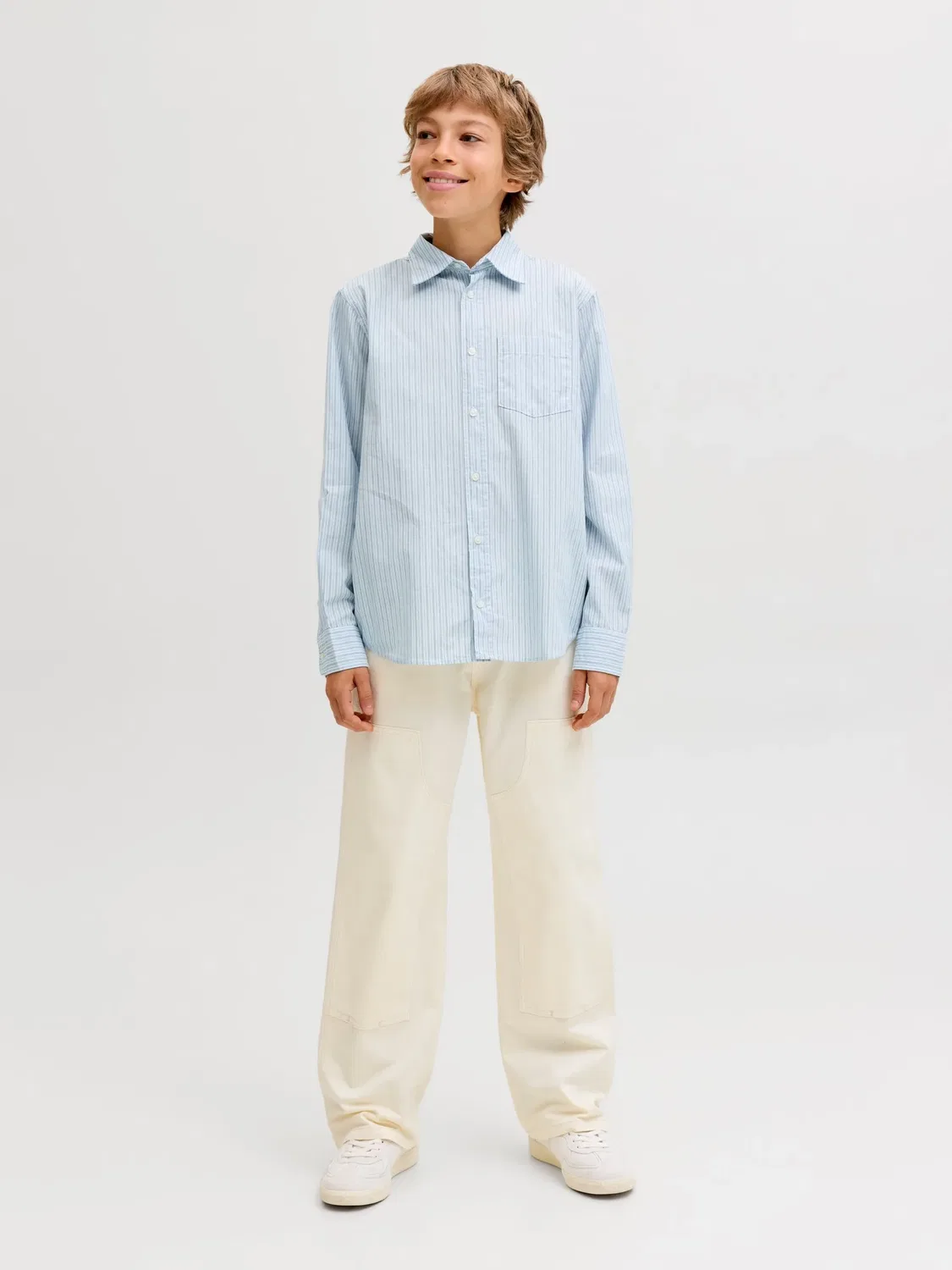 Рубашка, свободный крой, JACK & JONES Junior, skyway — фото 4