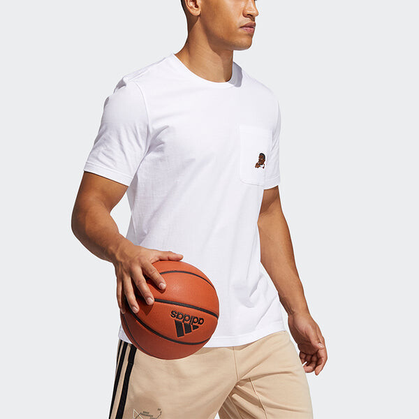 Футболка dame avatar pkt lillard basketball sports pocket loose round neck short sleeve white Adidas, белый — фото 4