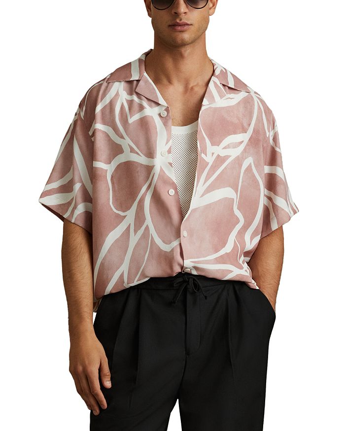 

Рубашка Jerry Abstract Print Regular Fit на пуговицах Camp REISS, розовый
