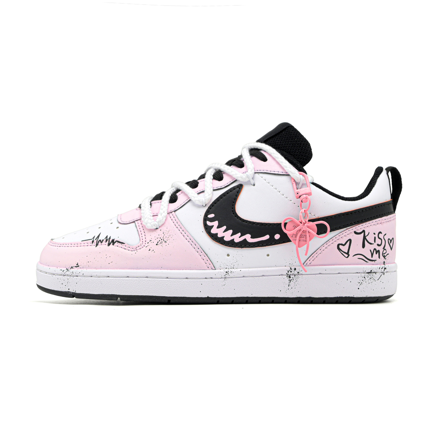 

Nike Court Borough Only Love Low 2 амортизирующие, износостойкие низкие детские скейтбординговые туфли Pink для подростков