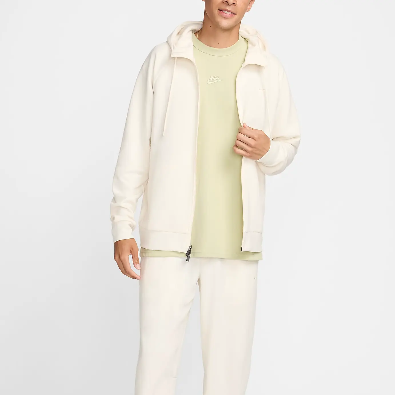 Мужская футболка Primary Fleece Dri-FIT UV с капюшоном и молнией Nike, светло-бежевый — фото 4