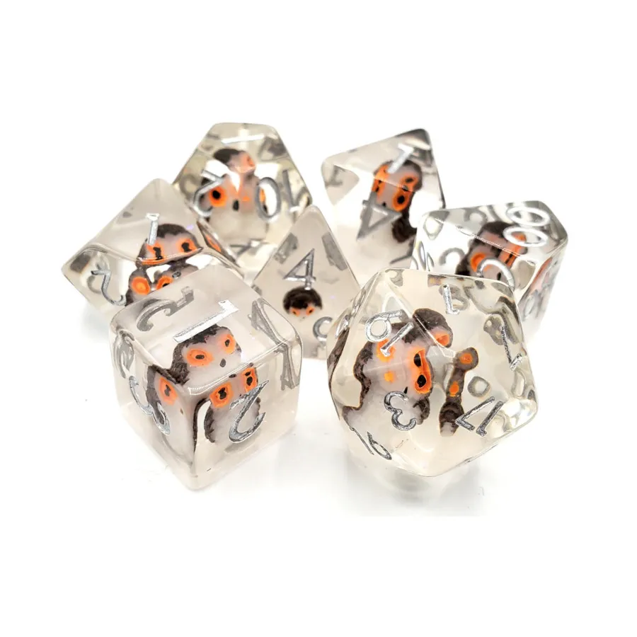 

Поликомплект Коричневая сова с серебром (7), Acrylic-Resin Dice - Animal Kingdom