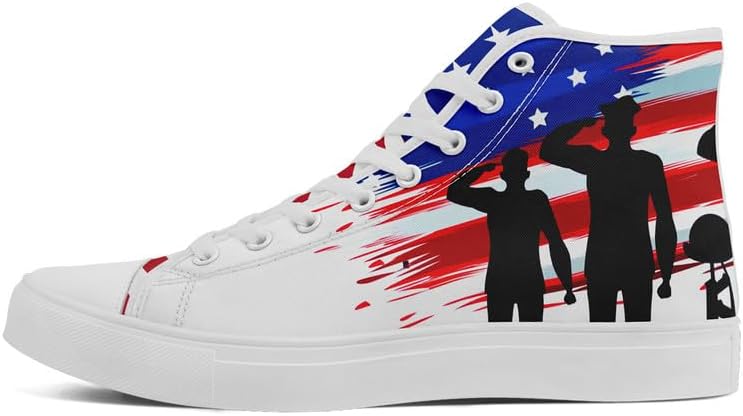 

Высокие кеды на шнуровке для мужчин и женщин с флагом США, классические модные повседневные кроссовки для празднования американской независимости Awsole, белый