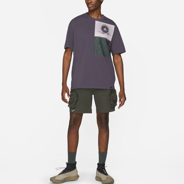Футболка acg nature funny printing loose sports round neck short sleeve purple dark purple Nike, фиолетовый — фото 3