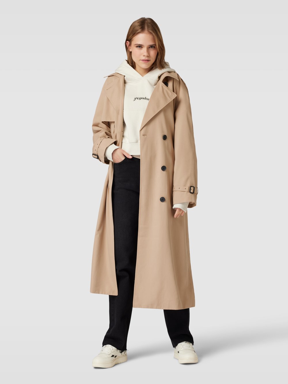 

Тренчкот с завязывающимся поясом модель «CHLOE» Only, песочный