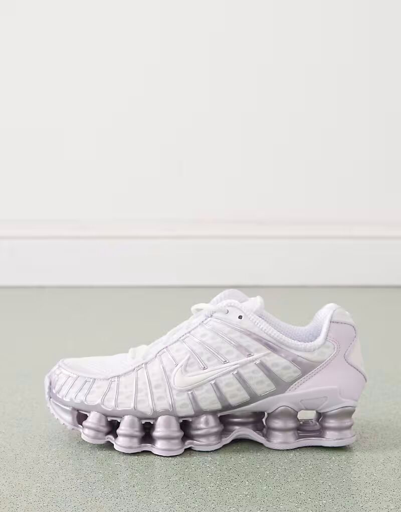 Кроссовки Nike Shox TL белого и сиреневого цвета — фото 2