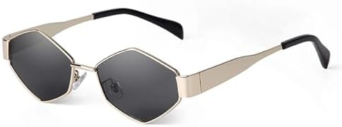 

Винтажные панк-солнцезащитные очки в металлической оправе с многоугольными линзами для женщин и мужчин, очки для вождения, прозрачные линзы, защита от УФ-излучения MTZJH, C2 Gold Gray