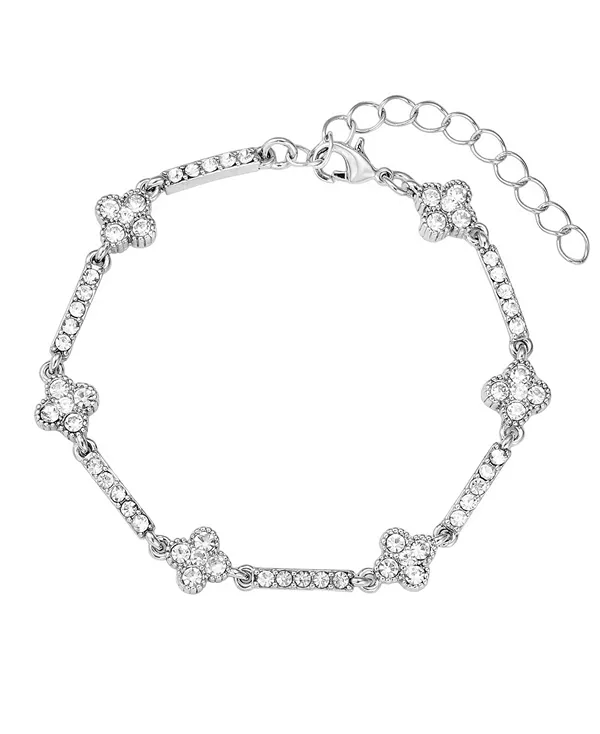 

Теннисный браслет с хрустальным клевером и серебряным покрытием Adornia, silver