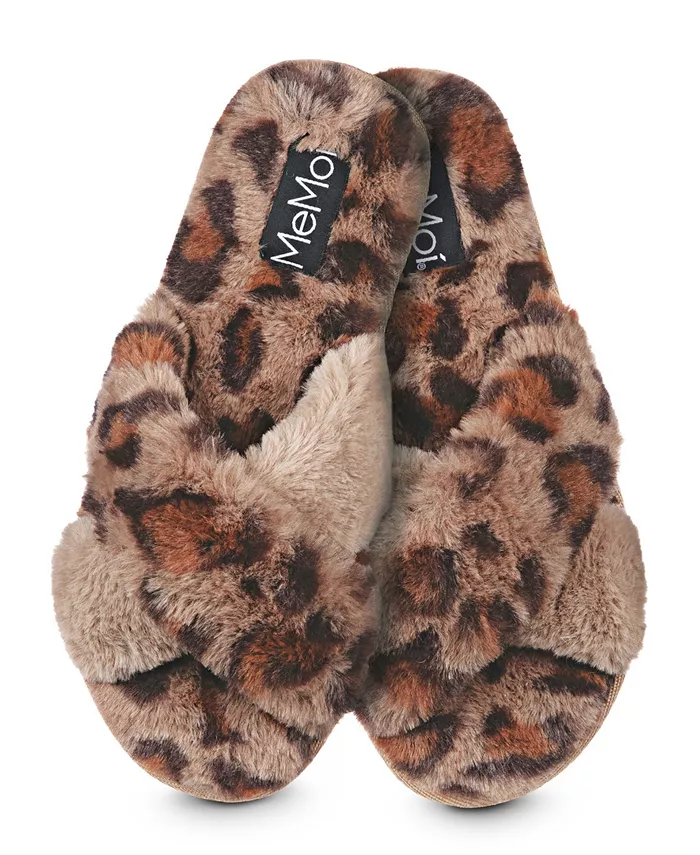 Женские тапочки Cheetah Plush MeMoi, коричневый/бежевый