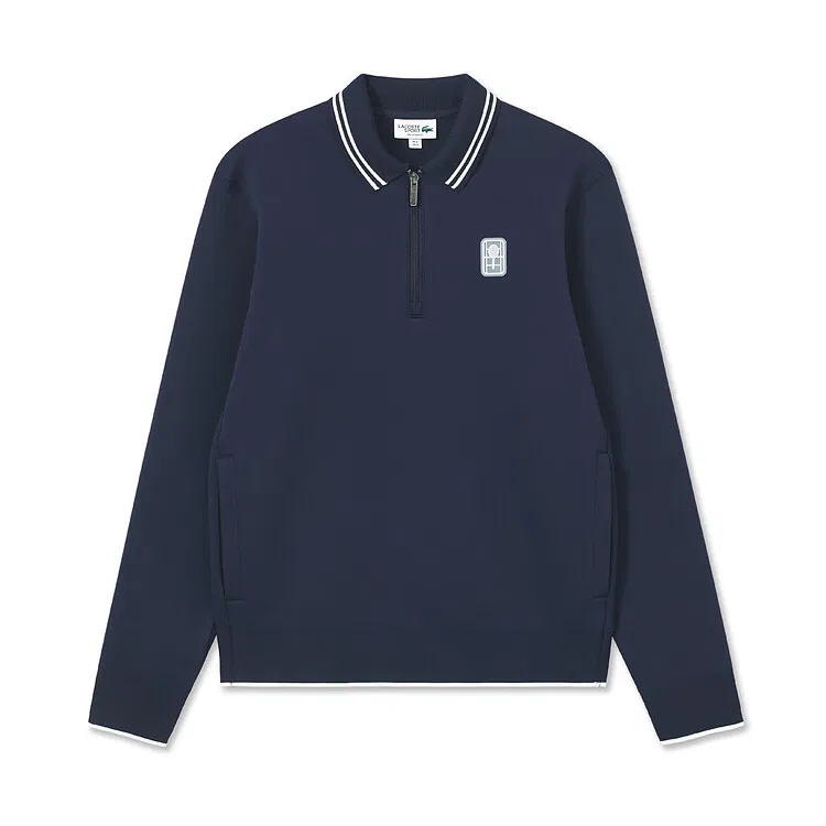 Свитшот мужской Lacoste с поло-воротником, умеренный, 001/белый — фото 3