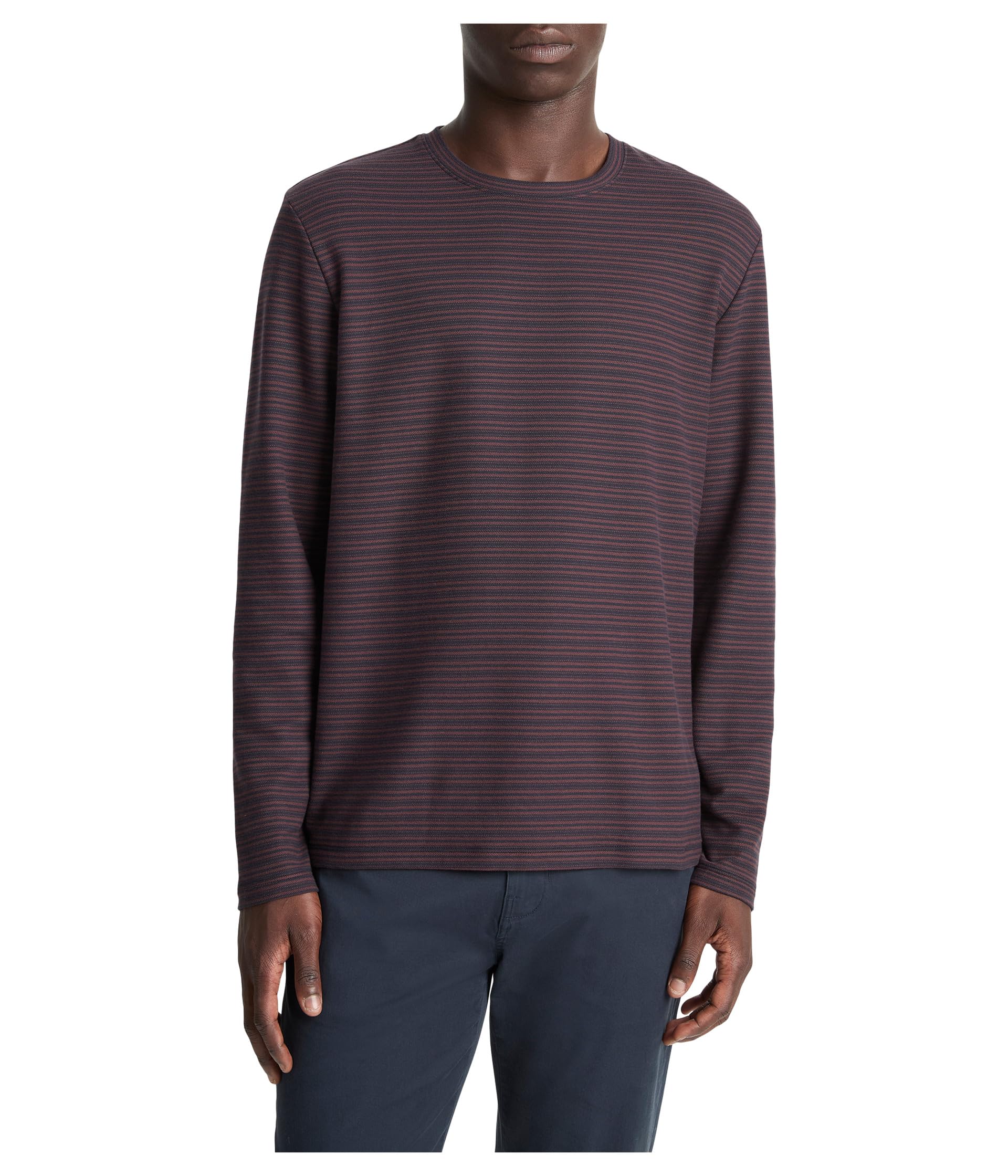 

Топ Vince Pima Pique Stripe Long Sleeve Crew, цвет Coastal/Port