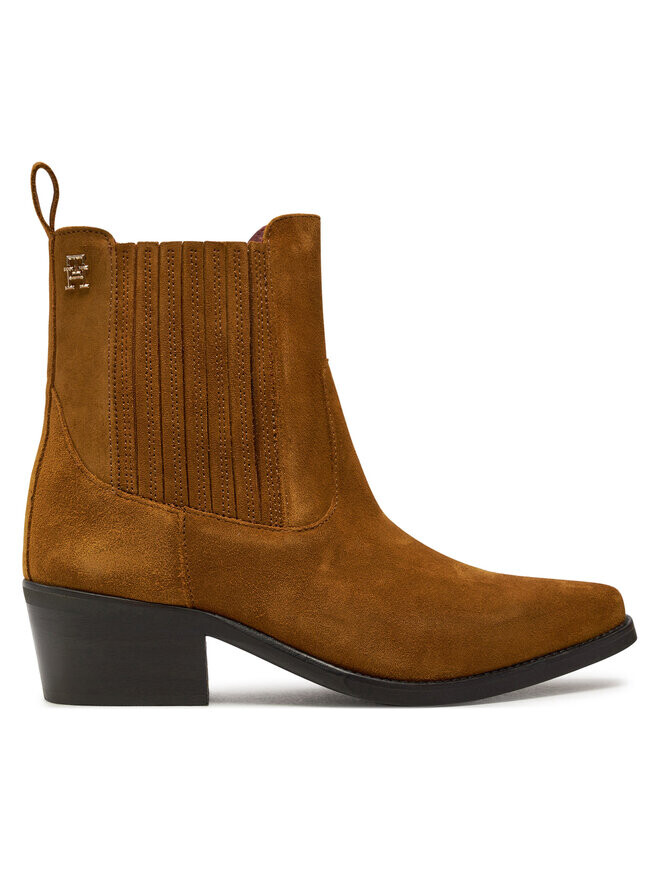 

Ботильоны на блочном каблуке Th Suede Cowboy Boot Tommy Hilfiger, коричневый