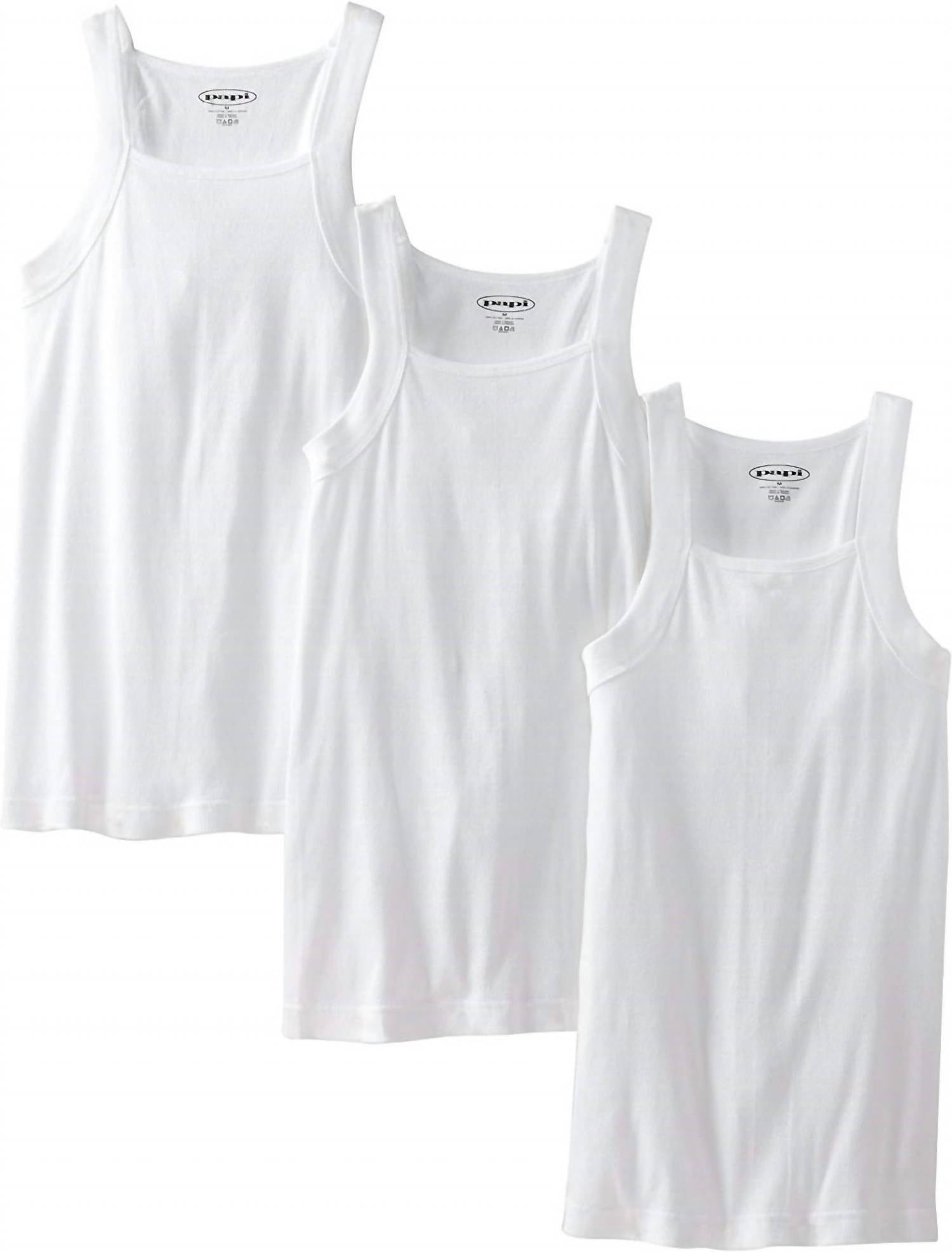 

Мужская майка Essentials Square Neck, 3 шт., белый цвет Papi
