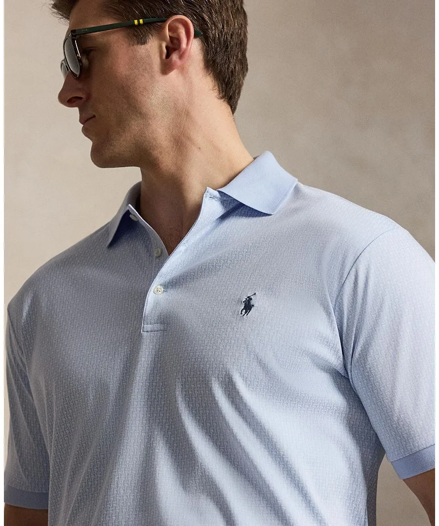 Мужская рубашка-поло с коротким рукавом больших размеров Polo Ralph Lauren, mini mallets/office синий — фото 3