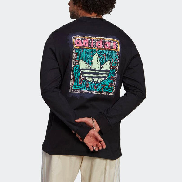 Футболка adidas originals Casual Solid Color Back Large Alphabet Long Sleeves Black, черный — фото 3