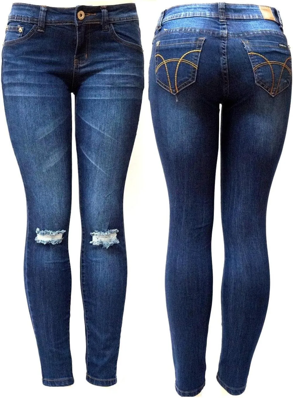 

Женские джинсы American Blue Denim Stretch Skinny с потертостями JEANS FOR LOVE